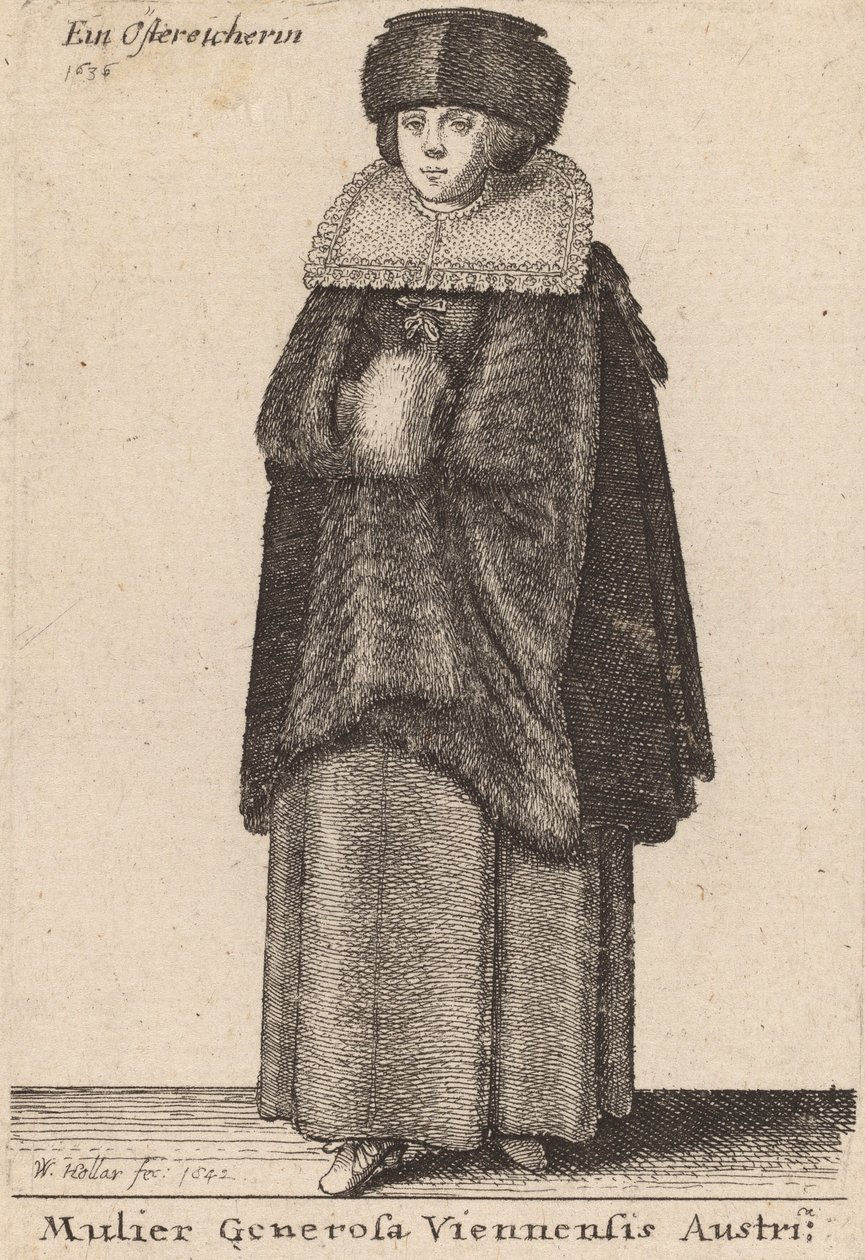 Dél-Bécs nemes asszonya, 1642 alkotó: Wenceslaus Hollar