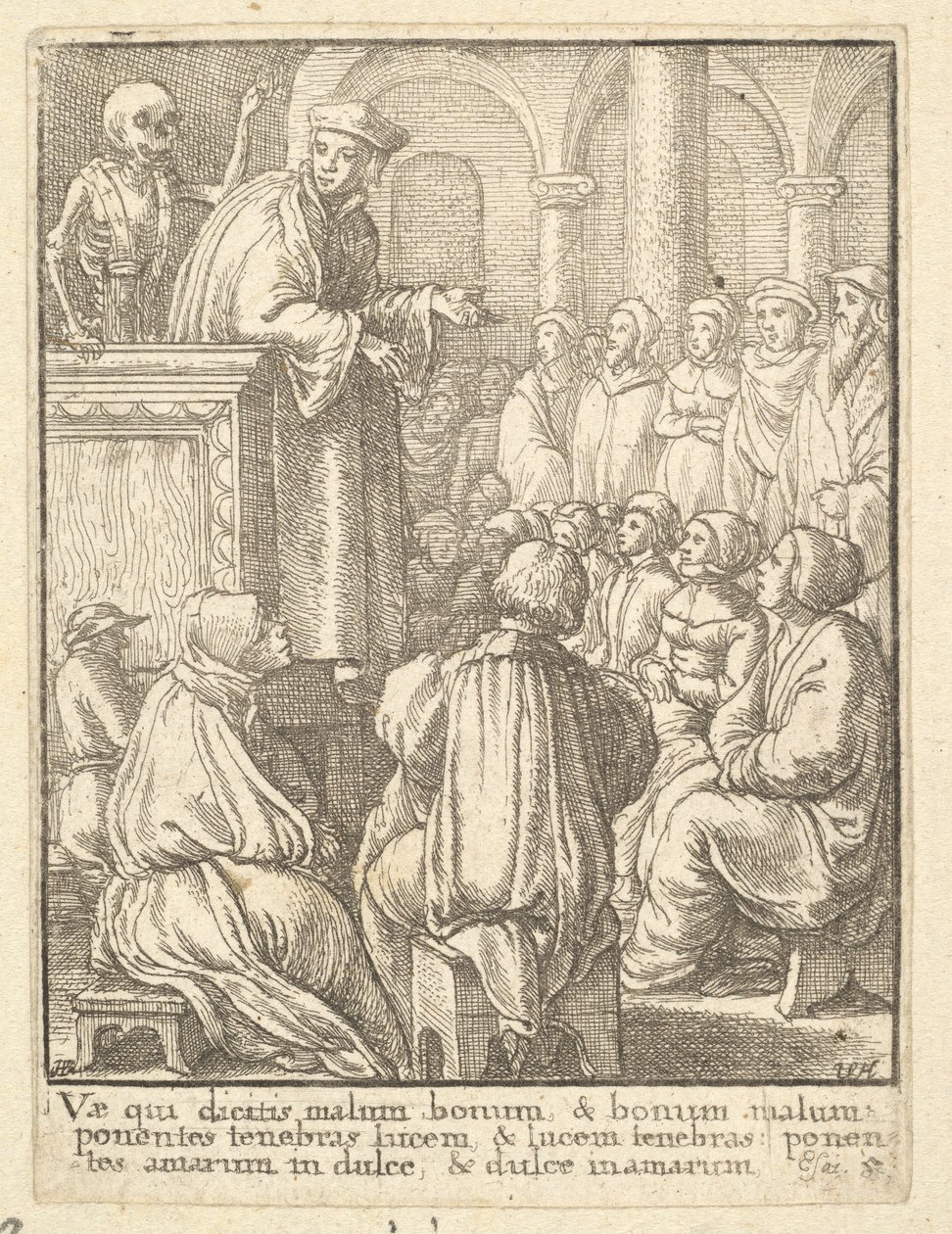 Prédikátor, a haláltáncból, 1651. alkotó: Wenceslaus Hollar