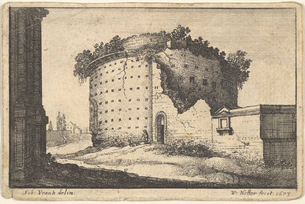 Egy kerek épület romjai, 1673. alkotó: Wenceslaus Hollar