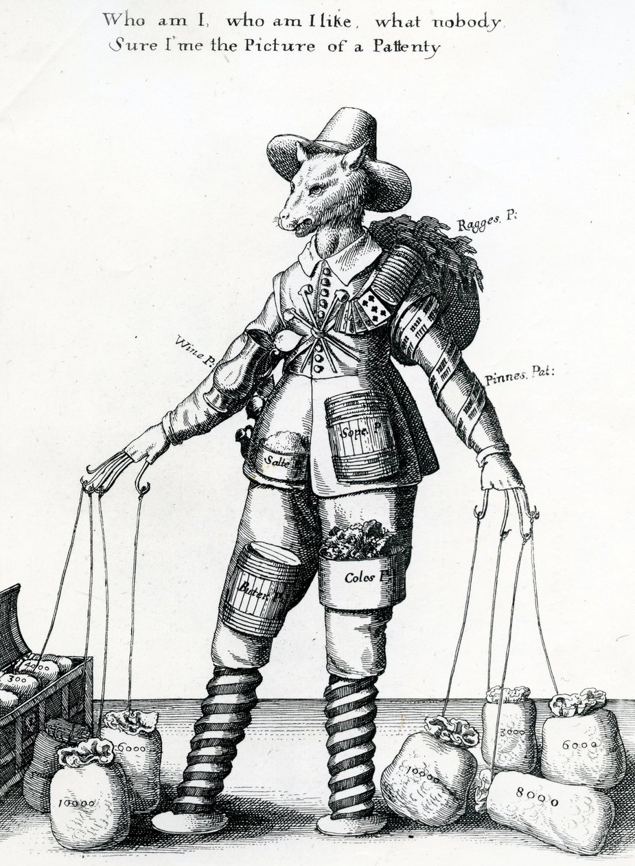 Szatirikus nyomtatvány, 1641-1650 alkotó: Wenceslaus Hollar