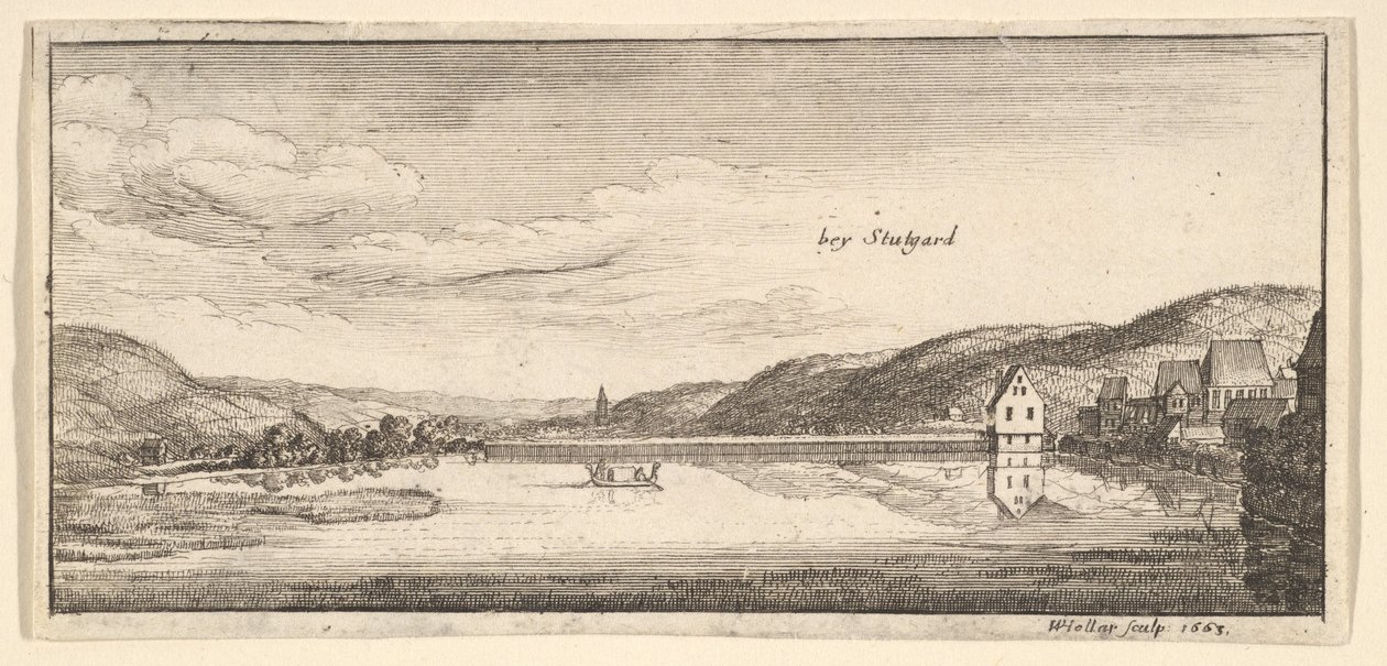 Stuttgart: A tó, 1663-65. alkotó: Wenceslaus Hollar