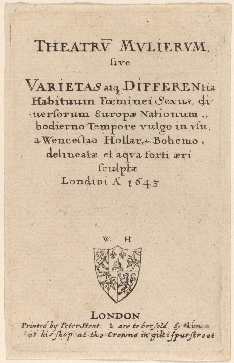 Női Színház: Címlap, 1643 alkotó: Wenceslaus Hollar