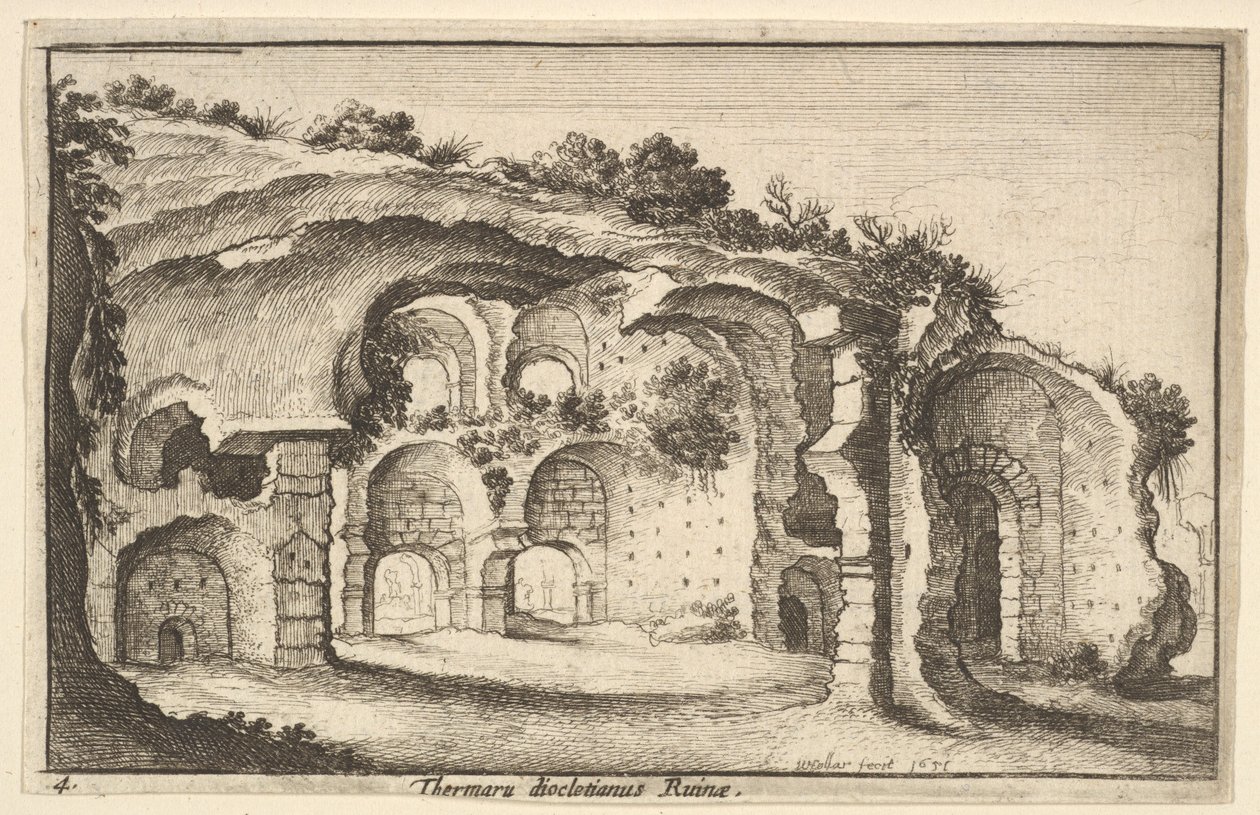 Thermaru diocletiani Ruinae Baths of Diocletianus, 1651. alkotó: Wenceslaus Hollar