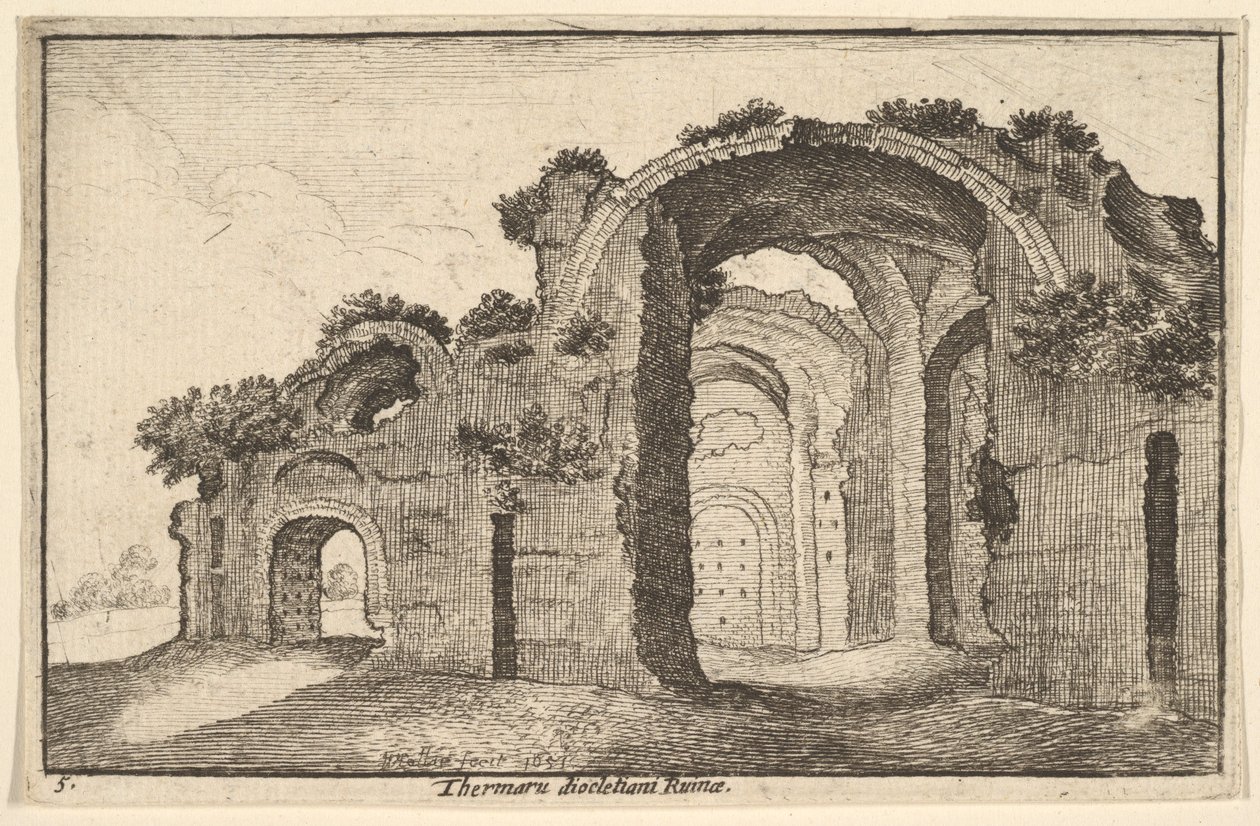 Thermaru diocletiani Ruinae Baths of Diocletianus, 1651. alkotó: Wenceslaus Hollar