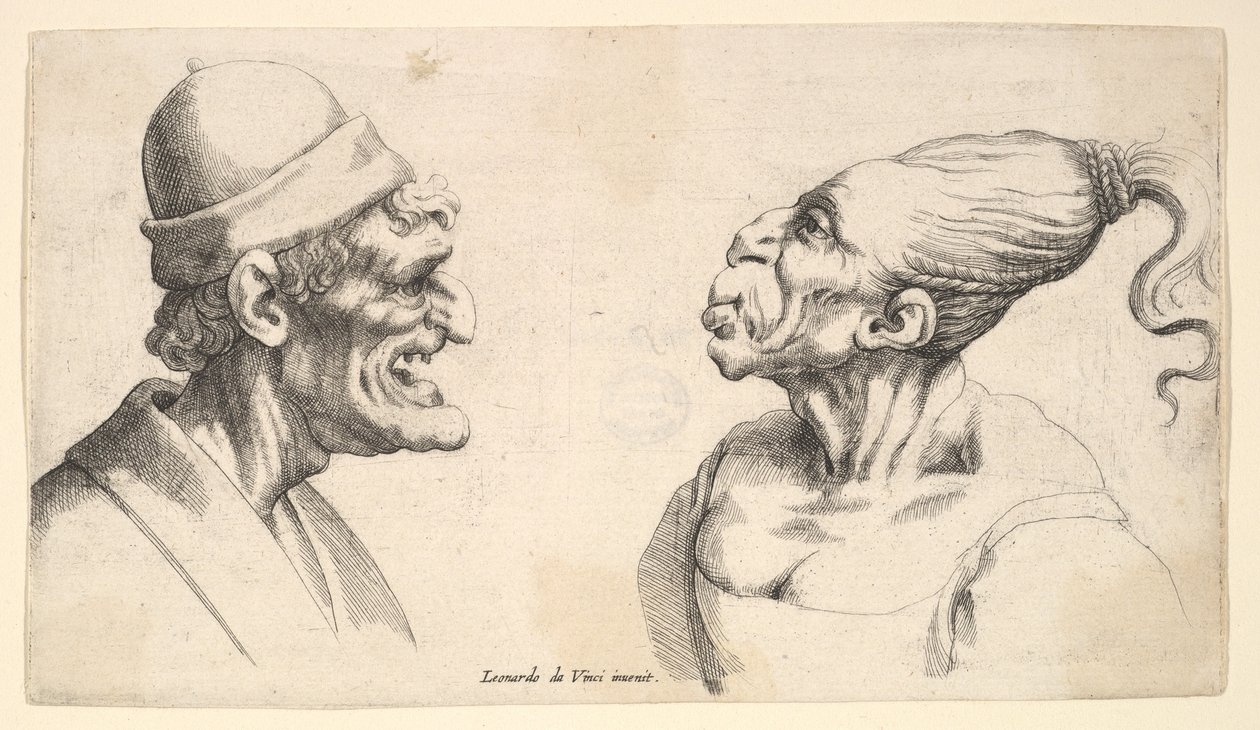 Két deformált fej, 1625-77. alkotó: Wenceslaus Hollar