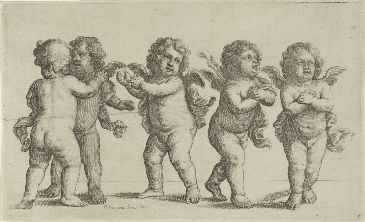 Öt kerub Paedopaegnion (sorozat címe) alkotó: Wenceslaus Hollar