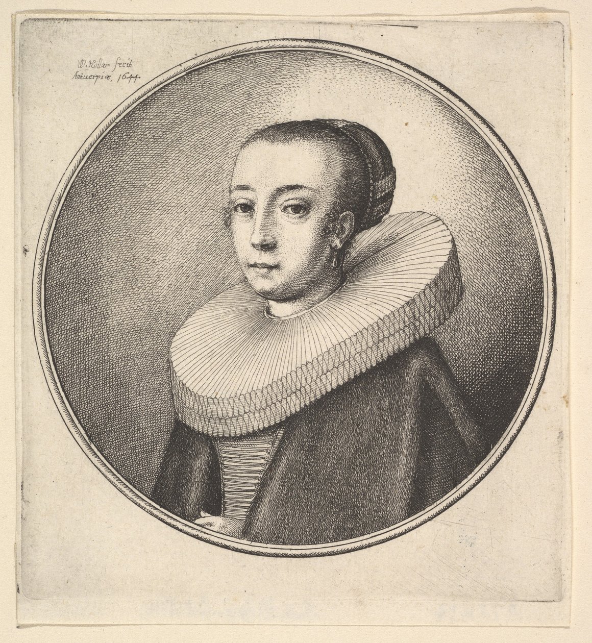 Kör alakú csipkefoltos nő, 1644. alkotó: Wenceslaus Hollar