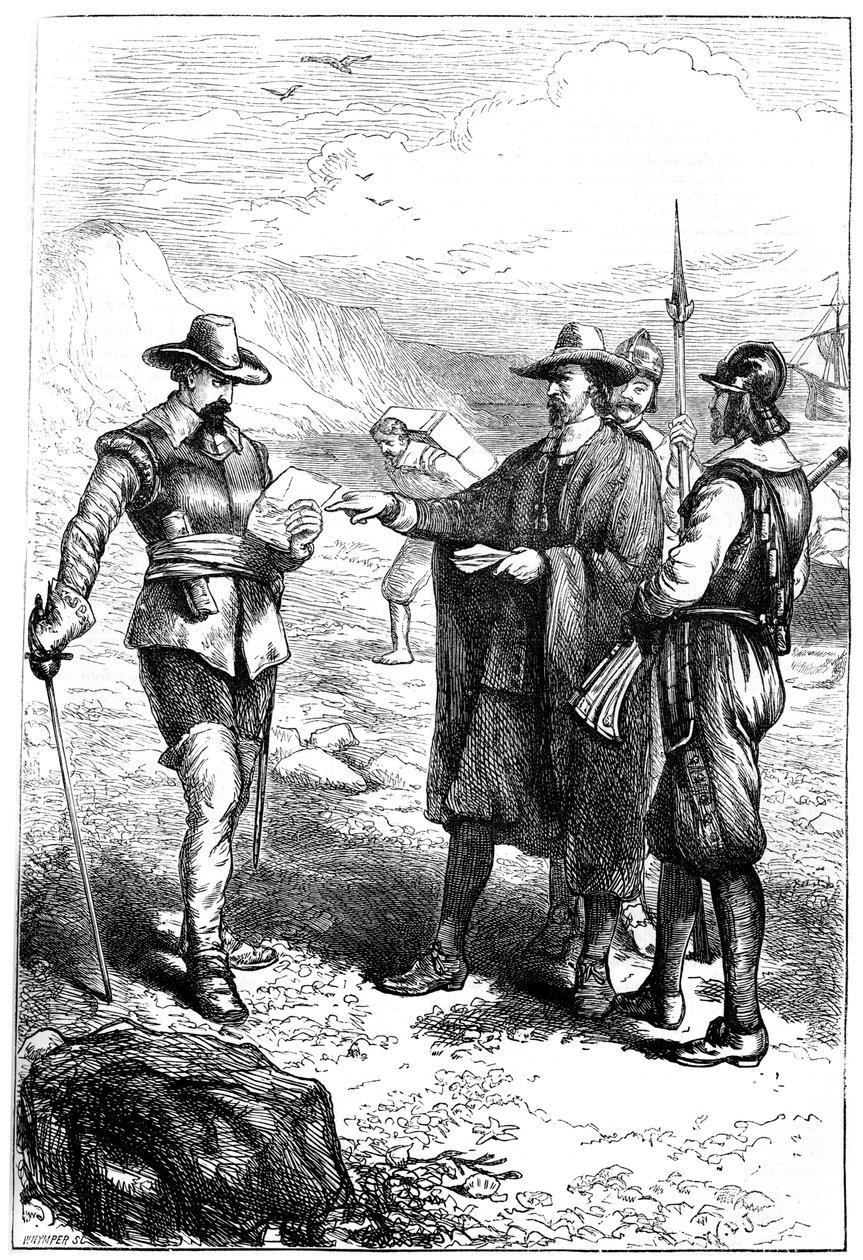 Samuel Gortons partraszállás Amerikában, c1636 c1880. alkotó: Whymper