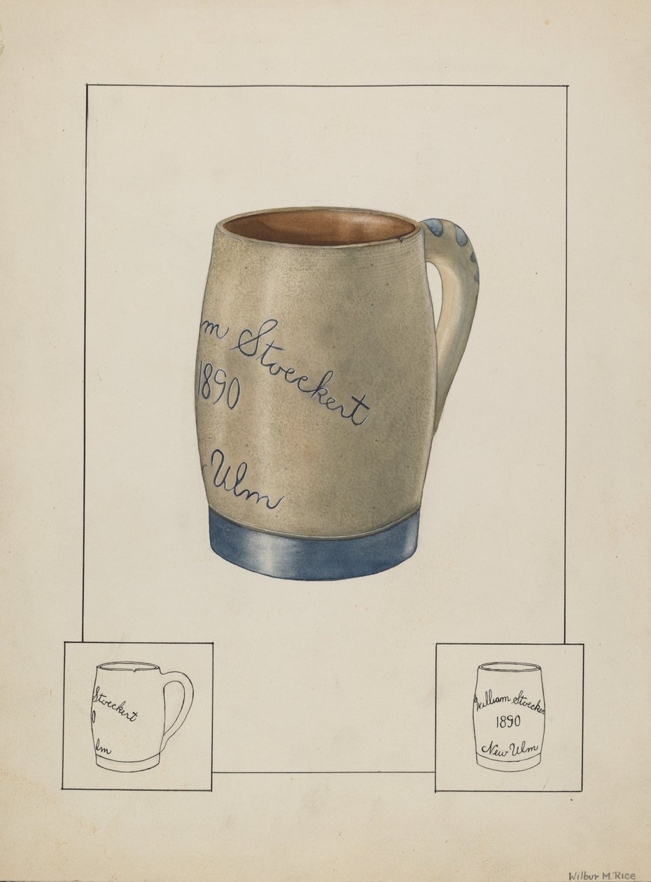 Kerámia söröskorsó, c. 1938. alkotó: Wilbur M Rice