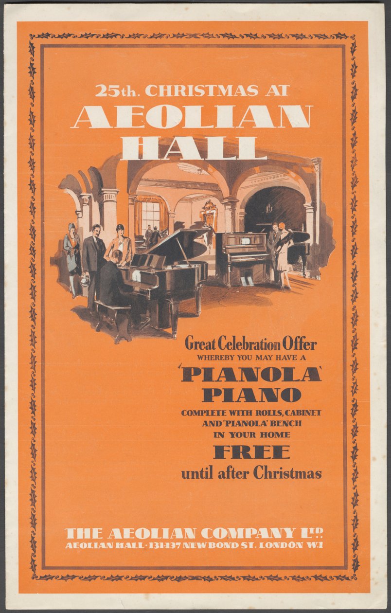 Aeolian Company Pianolas, 1920-as évek alkotó: Wilfred Fryer