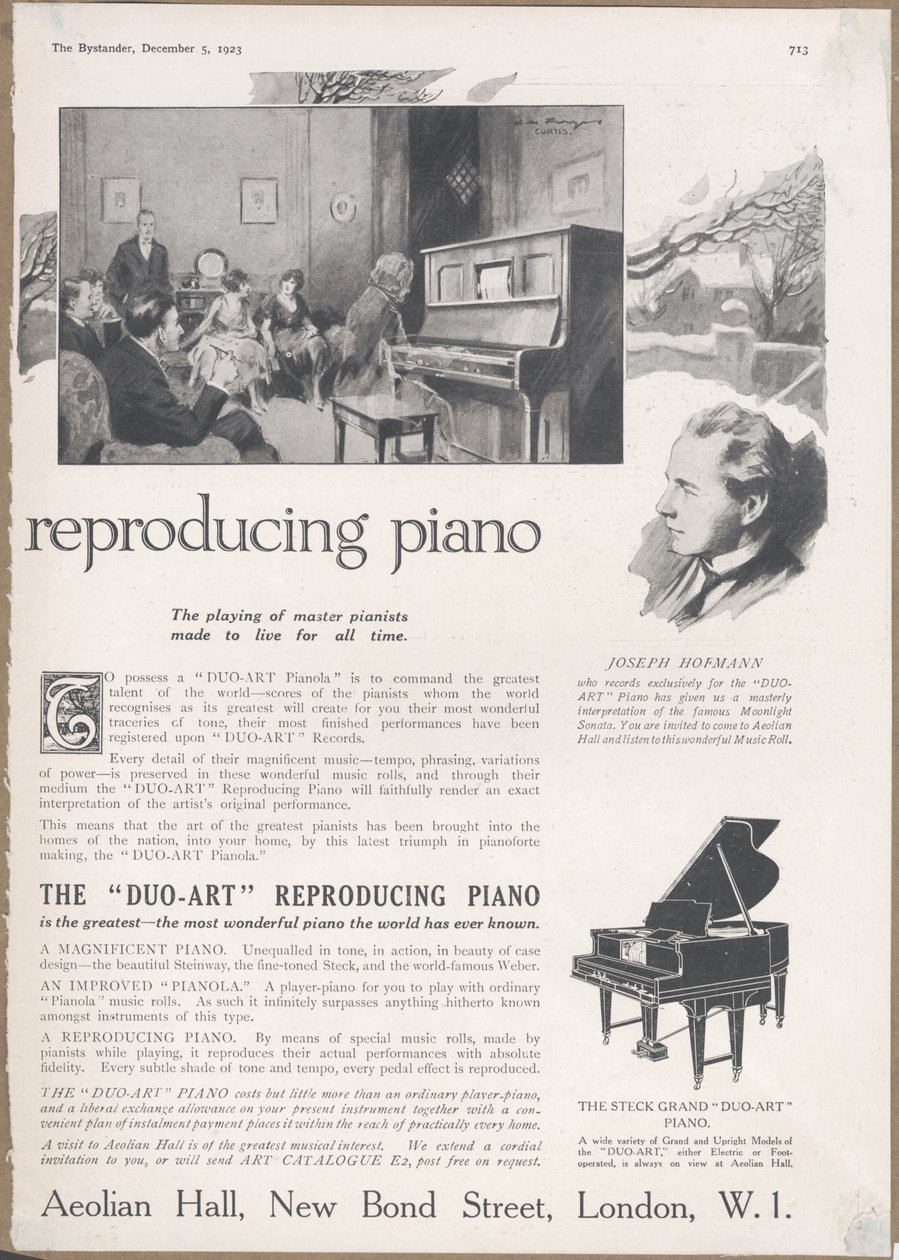Aeolian Company Pianolas, 1923 alkotó: Wilfred Fryer