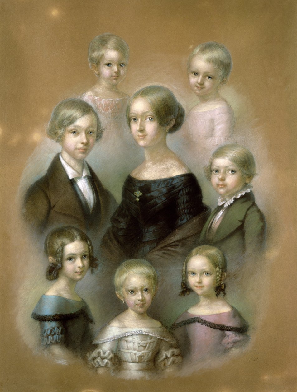 Család (pasztell papíron) alkotó: Wilhelm Alexander Kobell