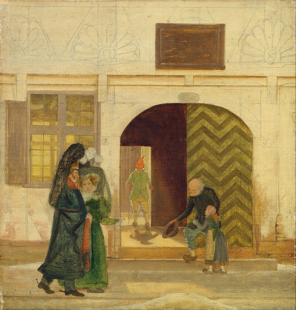Odense szegényházán kívül. alkotó: Wilhelm Bendz