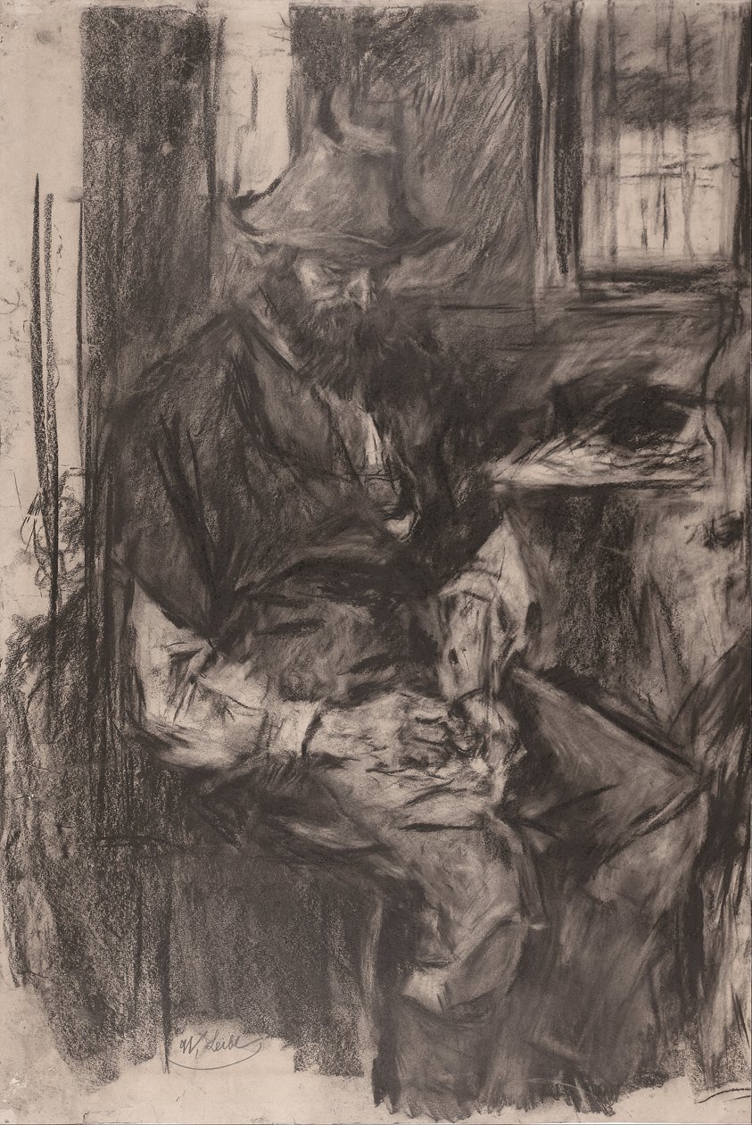 Gazda egy asztalnál, tömve a pipáját, 1894 alkotó: Wilhelm Maria Hubertus Leibl