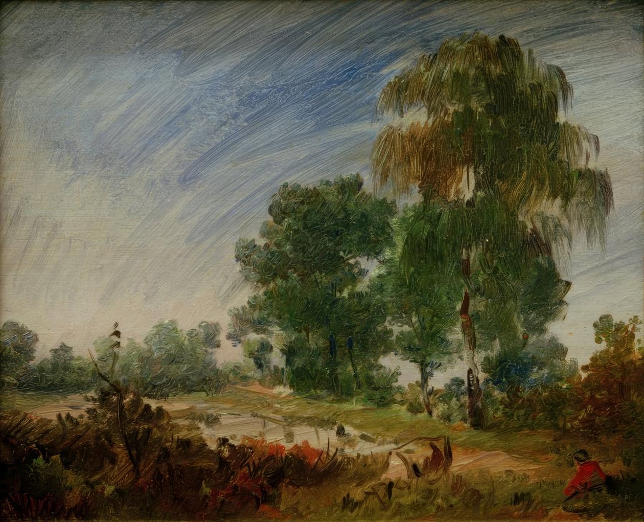 Nyár végi fenyő tóval alkotó: Wilhelm Busch
