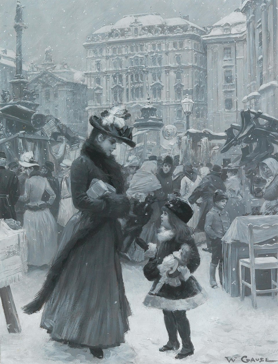 A karácsonyi vásár Am Hofban, 1901. alkotó: Wilhelm Gause