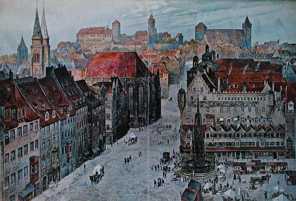 A Hauptmarkt, Nürnberg alkotó: Wilhelm Georg (after) Ritter