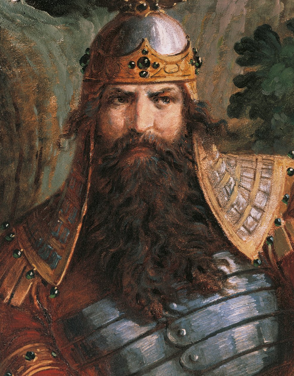 Gunther, Burgundia királya, 1882-83 körül (falfestmény) alkotó: Wilhelm Hauschild