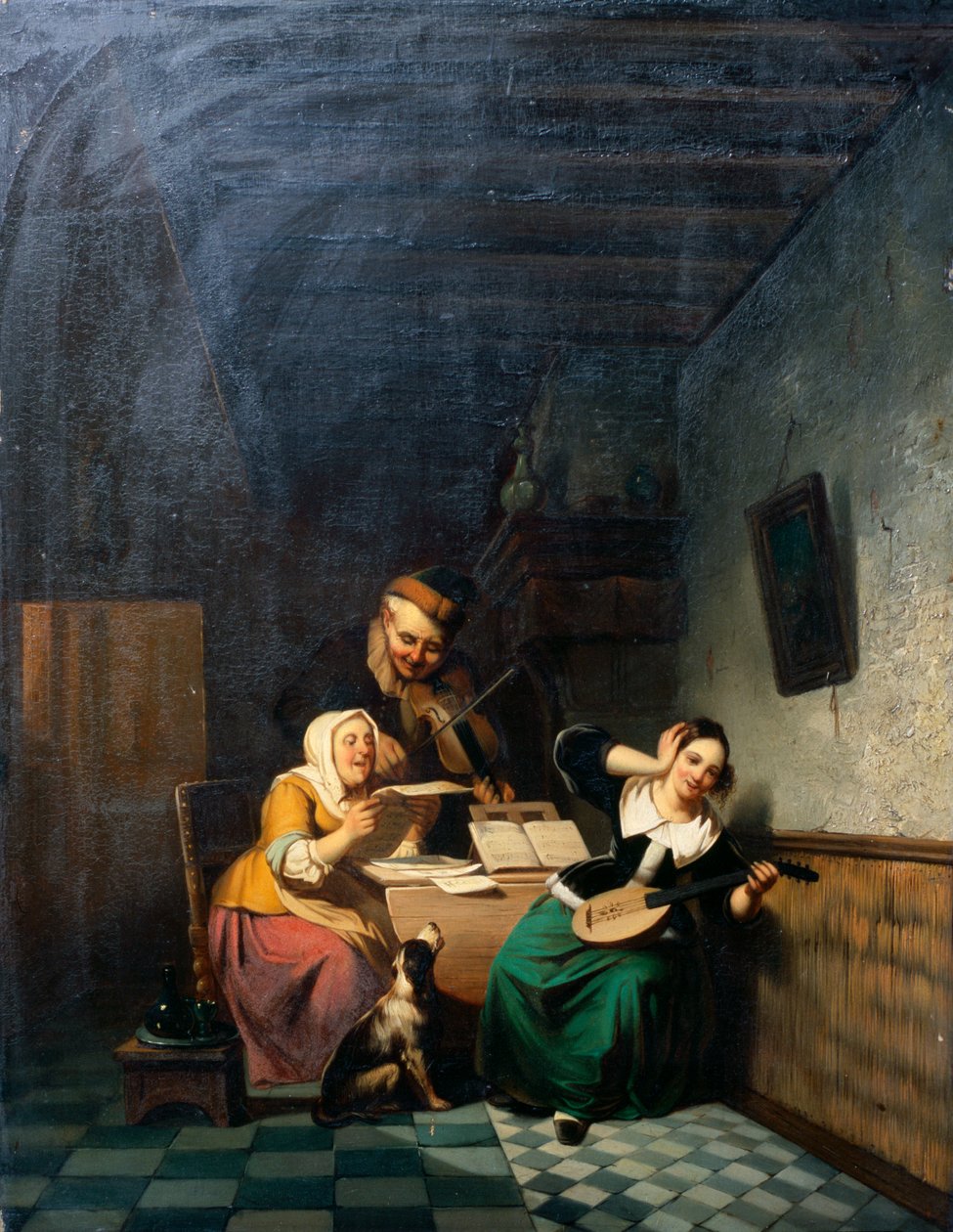 Zenés buli (olaj, vászon) alkotó: Wilhelm J. Schumann