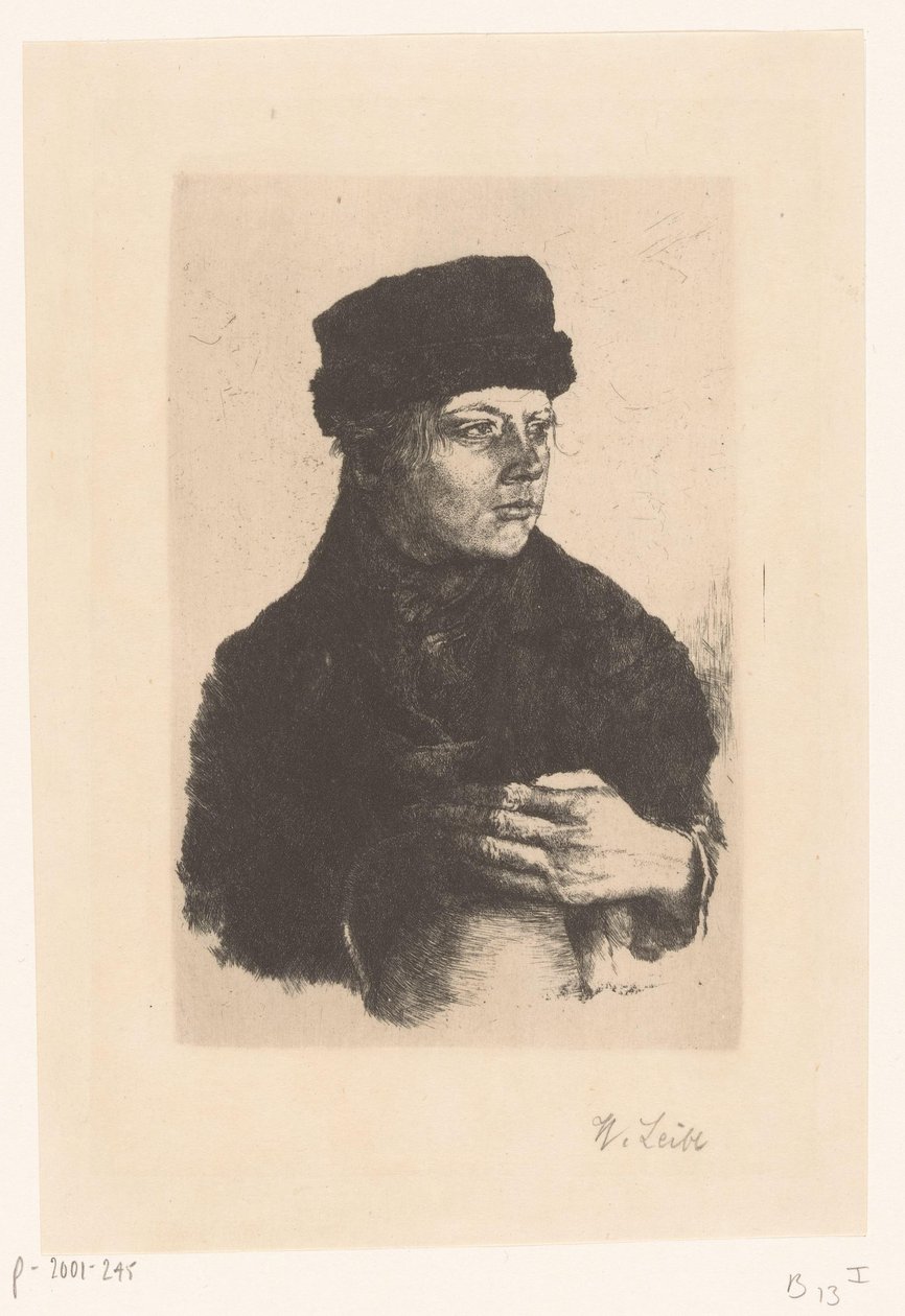 Farm fiú kancsóval alkotó: Wilhelm Maria Hubertus Leibl (signed by artist)