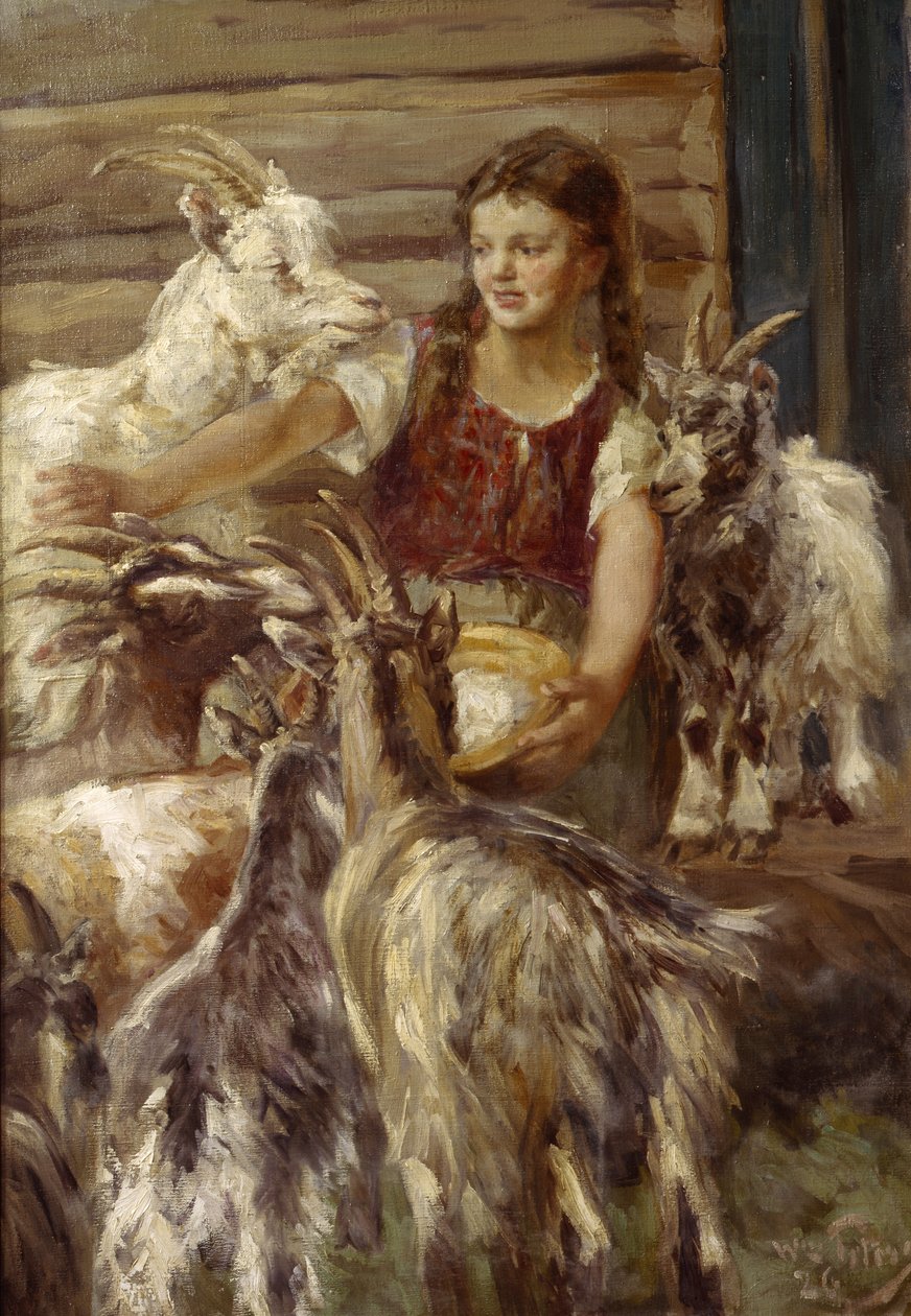 A kecskék etetése alkotó: Wilhelm Peters