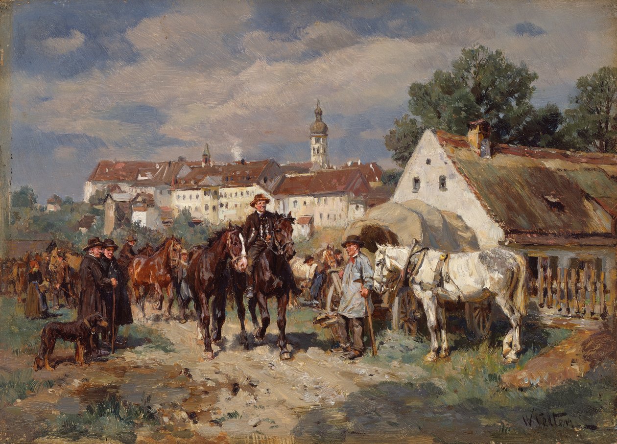 A lóvásár (olaj, vászon) alkotó: Wilhelm Velten
