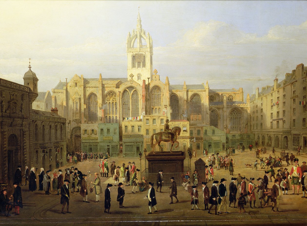 Edinburgh parlament zárása és közéleti személyiségei, a 18. század végéről alkotó: Wilkie, Nasmyth and Stanfield Roberts