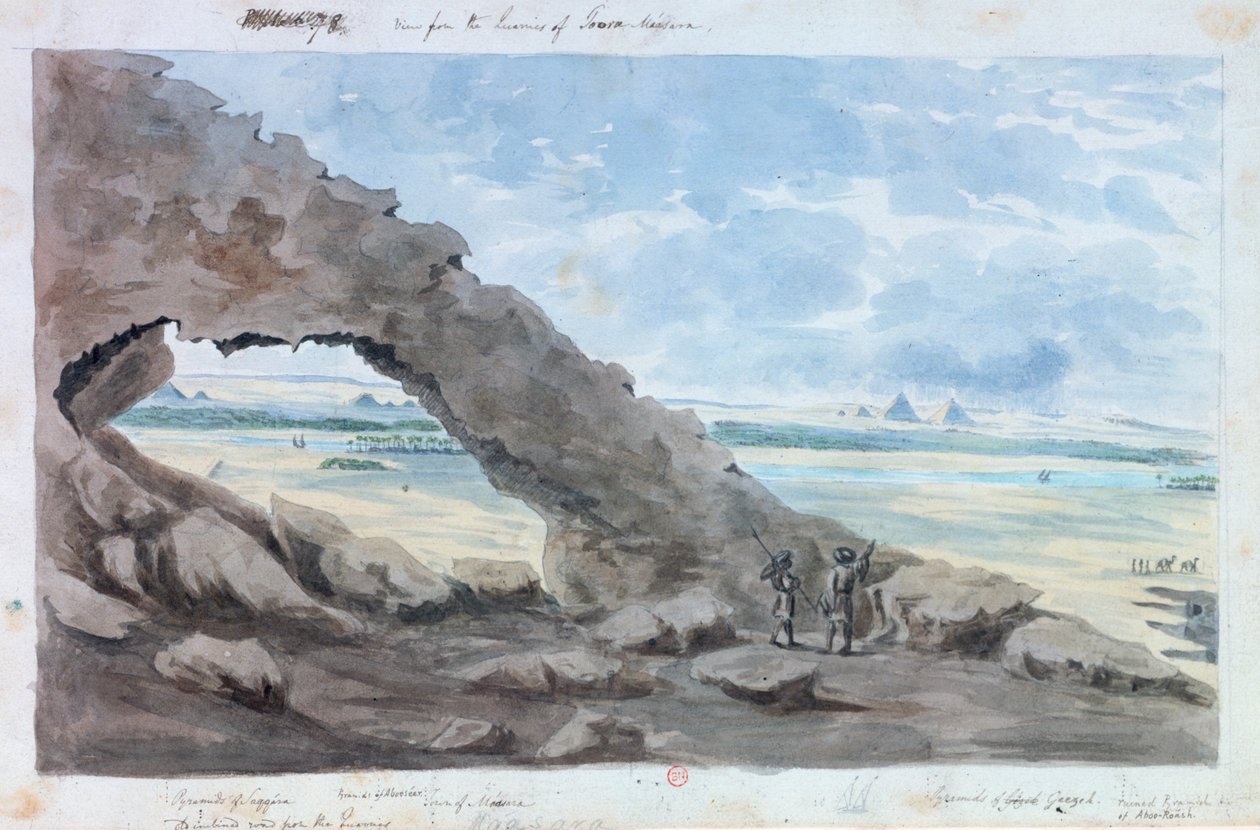 „Kilátás a piramisokra, Egyiptom”, 19. század alkotó: Wilkinson