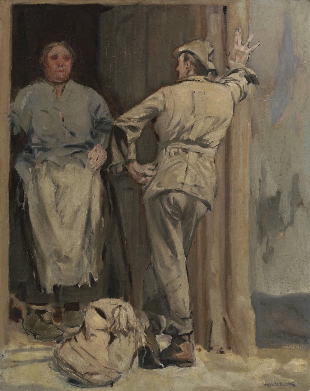 A denevérember (Compree washing madame), 1920 (olaj, vászon, fapanel) alkotó: Will Dyson
