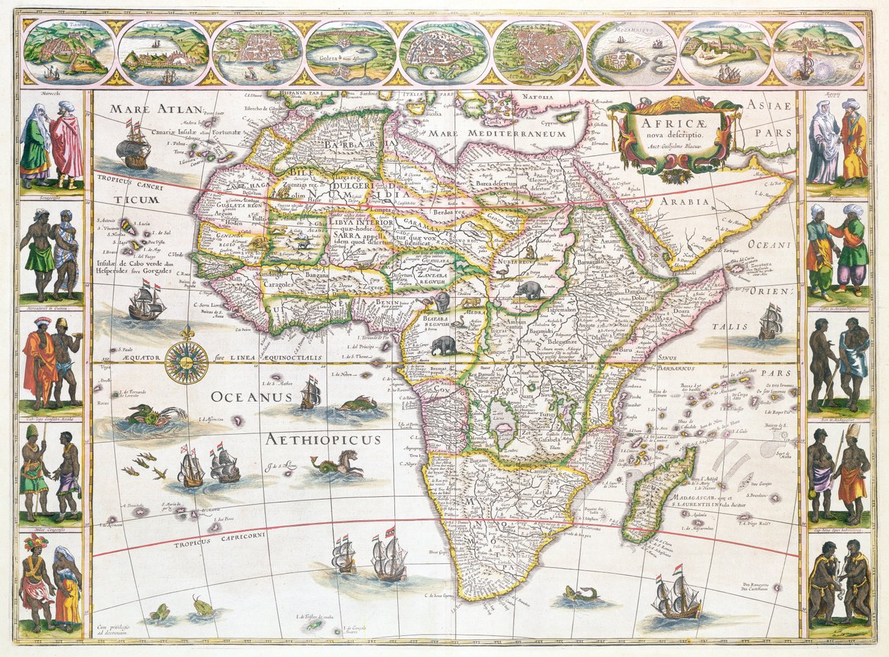 Africa Nova, 1617 körül (színes metszet) alkotó: Willem Janszoon Blaeu