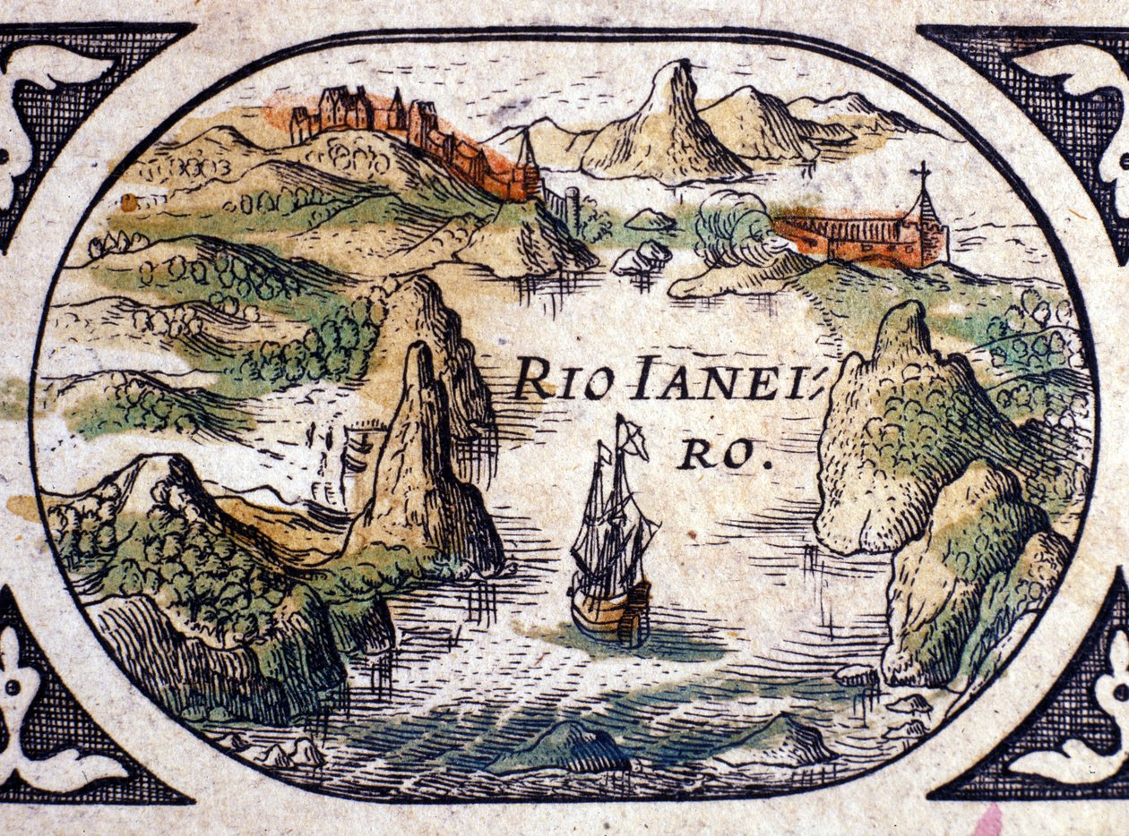 Rio de Janeiro kilátása, Brazília, 1600 alkotó: Willem Janszoon Blaeu
