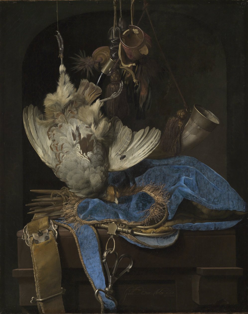 Csendélet vadászfelszereléssel és döglött madarakkal alkotó: Willem van Aelst