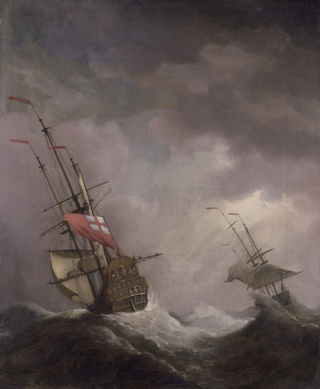 Angol hajó a tengeren, futás közben alkotó: Willem van de Velde the Younger