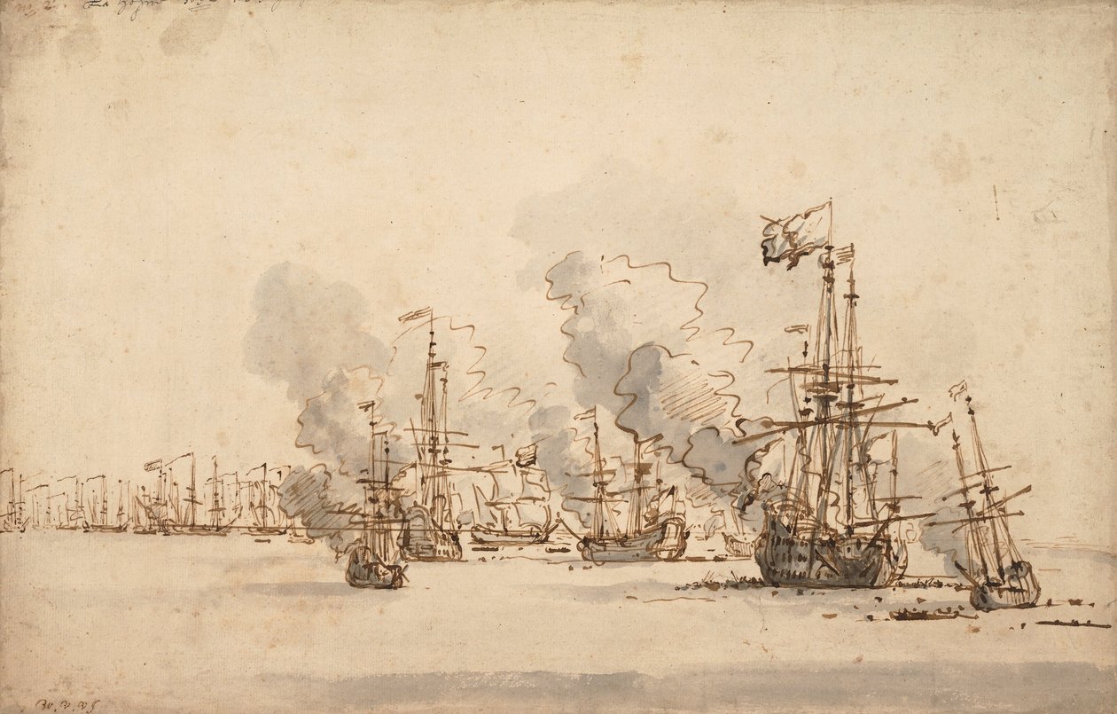 A tengeri csata la Hogue -ban, c. 1701 alkotó: Willem van de Velde the Younger