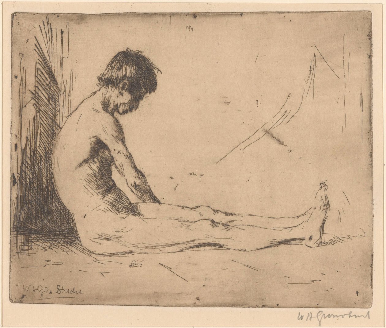 Meztelenül ülő férfi alkotó: Willem Adrianus Grondhout (signed by artist)