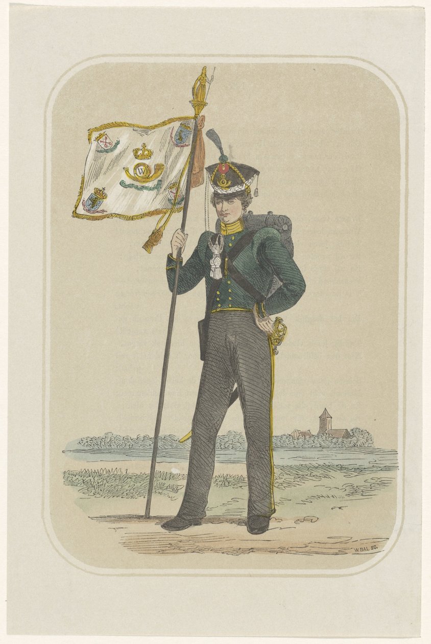 A Leideni Egyetem önkéntes vadásza, 1830 alkotó: Willem Bal