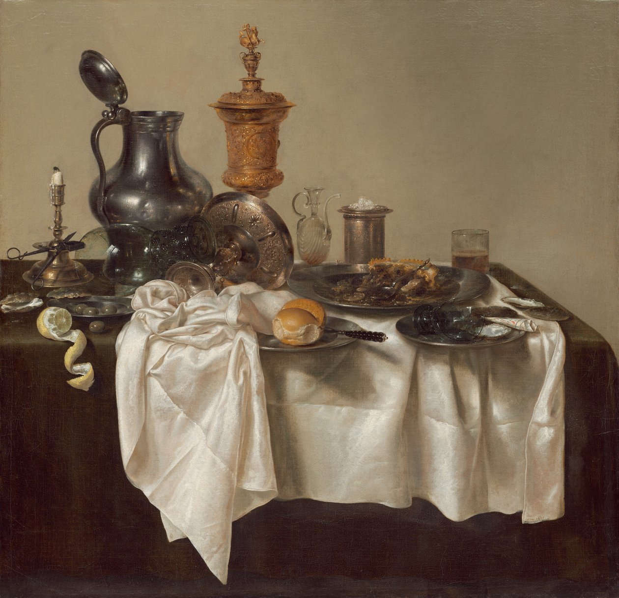 Bankett darab darált pite-vel alkotó: Willem Claesz. Heda