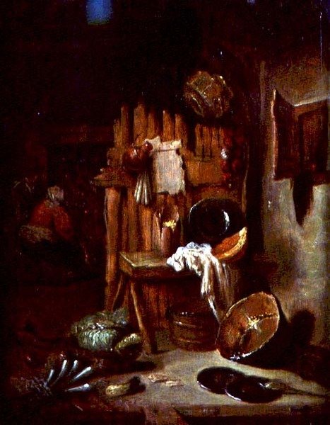 Egy konyhabelső (olaj, vászon) alkotó: Willem Kalf
