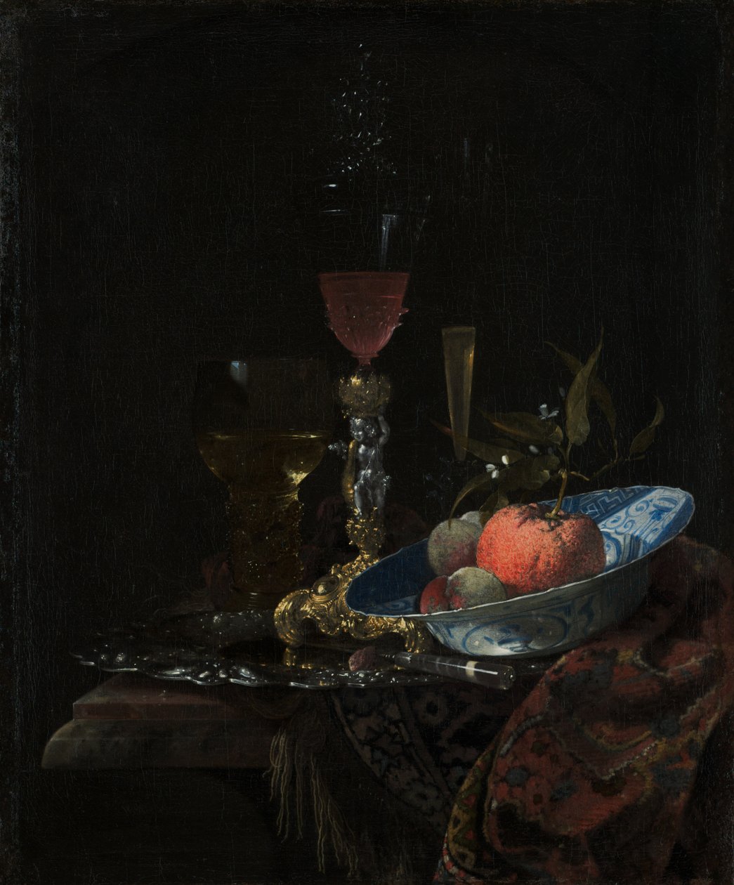 Borospohár és egy tál gyümölcs, 1663 alkotó: Willem Kalf