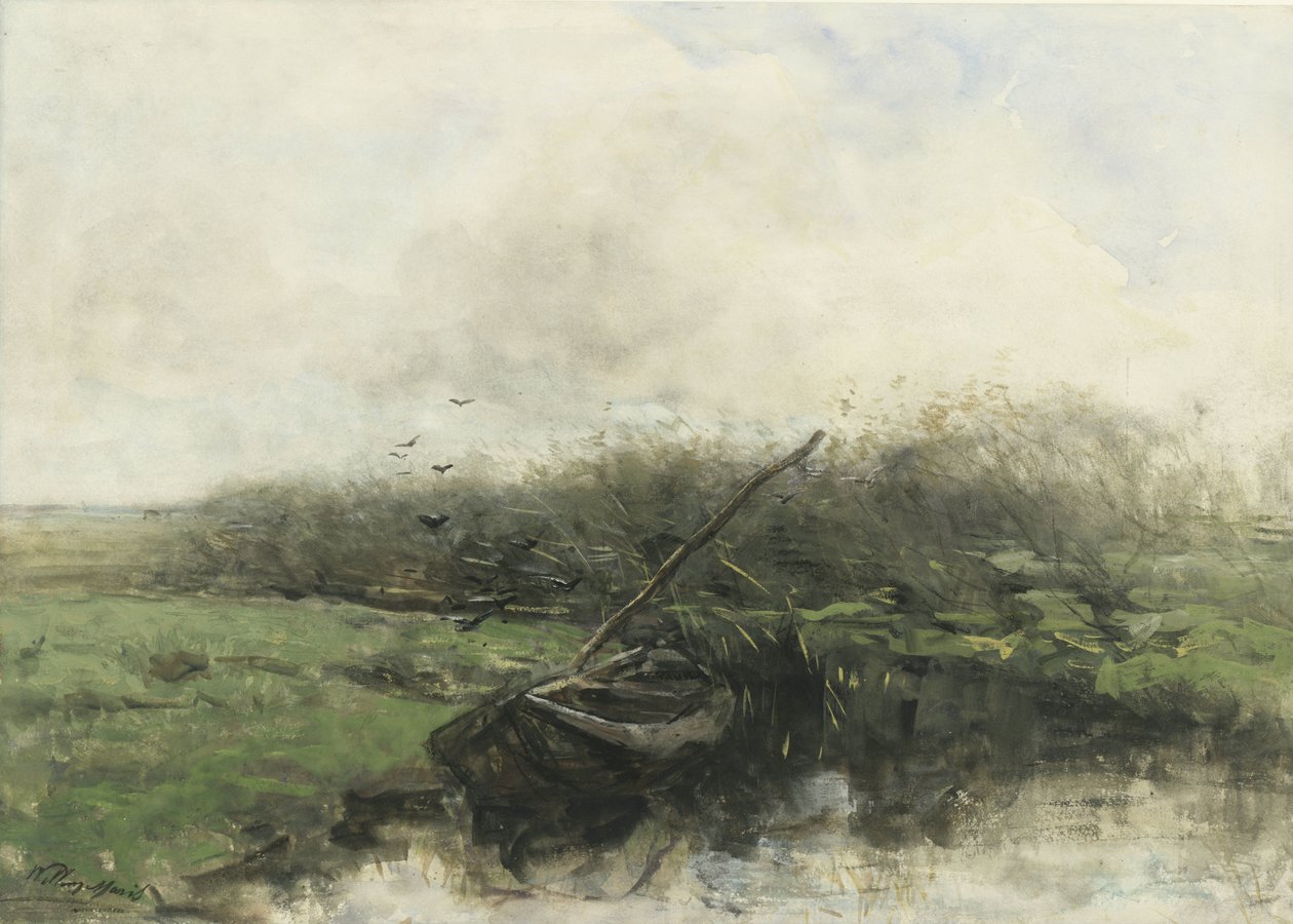 Evezős csónak egy árokban alkotó: Willem Maris