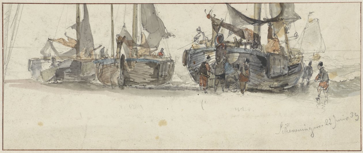 Halászhajók Scheveningen strandján alkotó: Willem Roelofs (I)