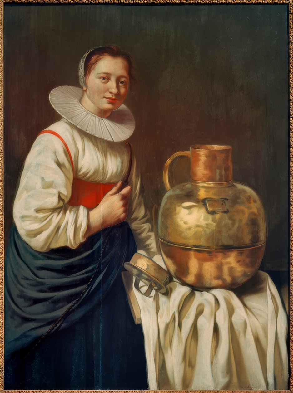 Egy nő rézfazékkal alkotó: Willem Van Odekercken