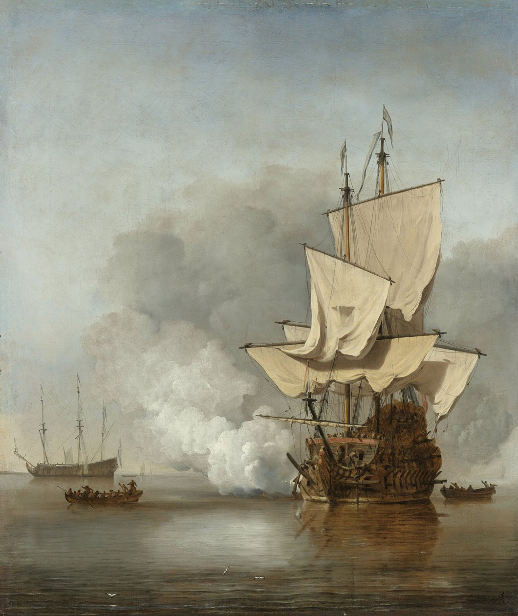 Az ágyúlövés, 1680 körül alkotó: Willem van de Velde