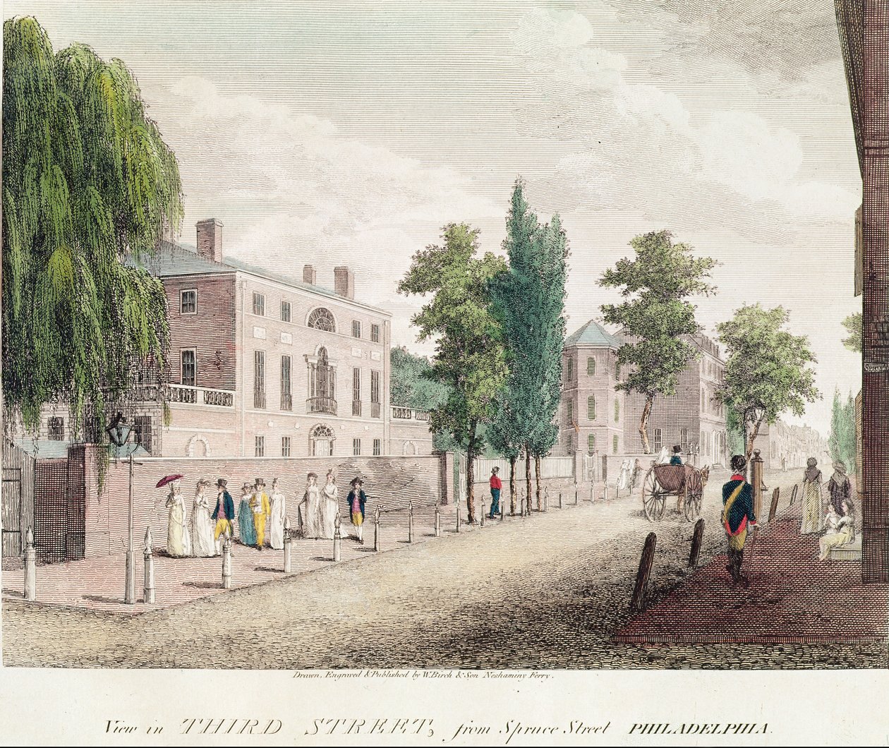 Kilátás a 3rd Streetre a Spruce Streetről, Philadelphia alkotó: William and Son Birch