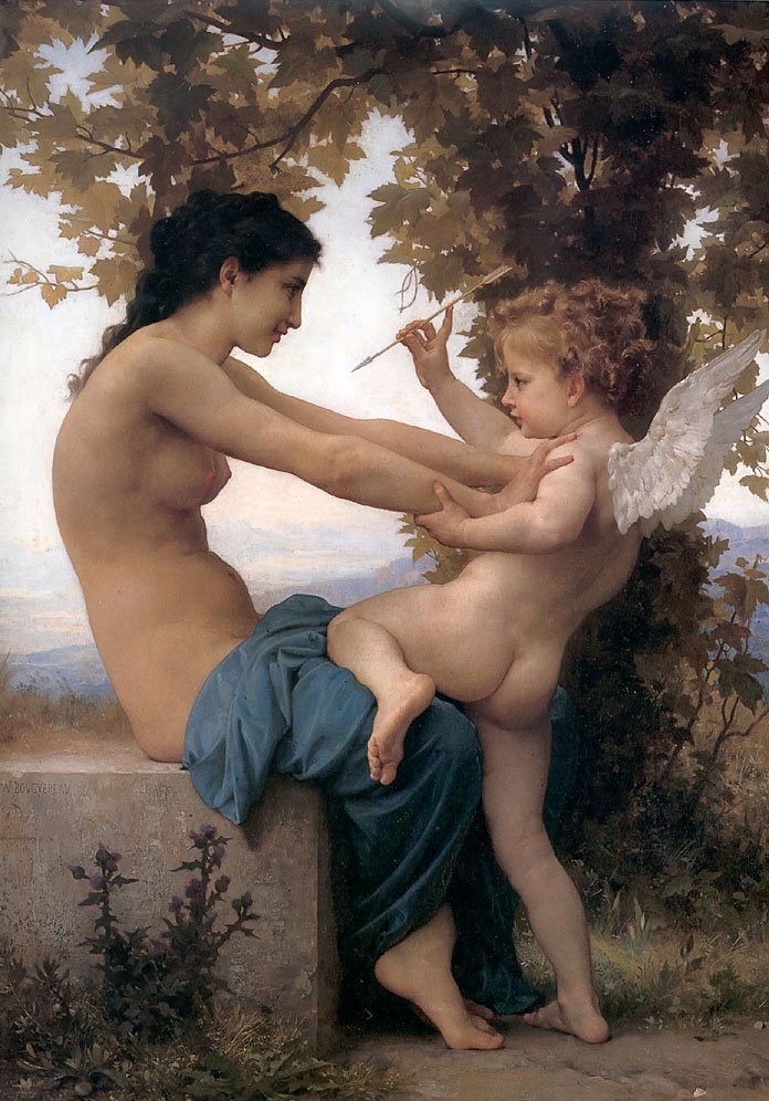 Fiatal lány védekezik Ámor ellen alkotó: William Adolphe Bouguereau
