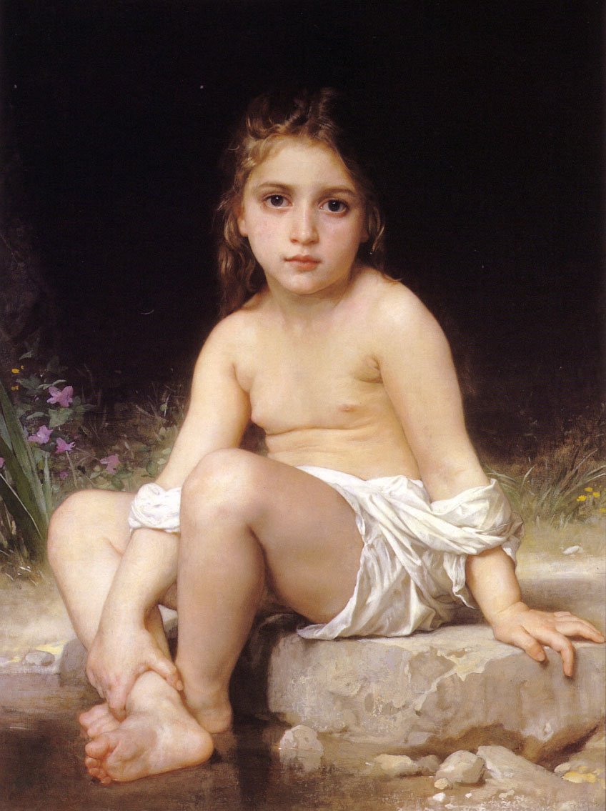 Gyermek a fürdőben alkotó: William Adolphe Bouguereau