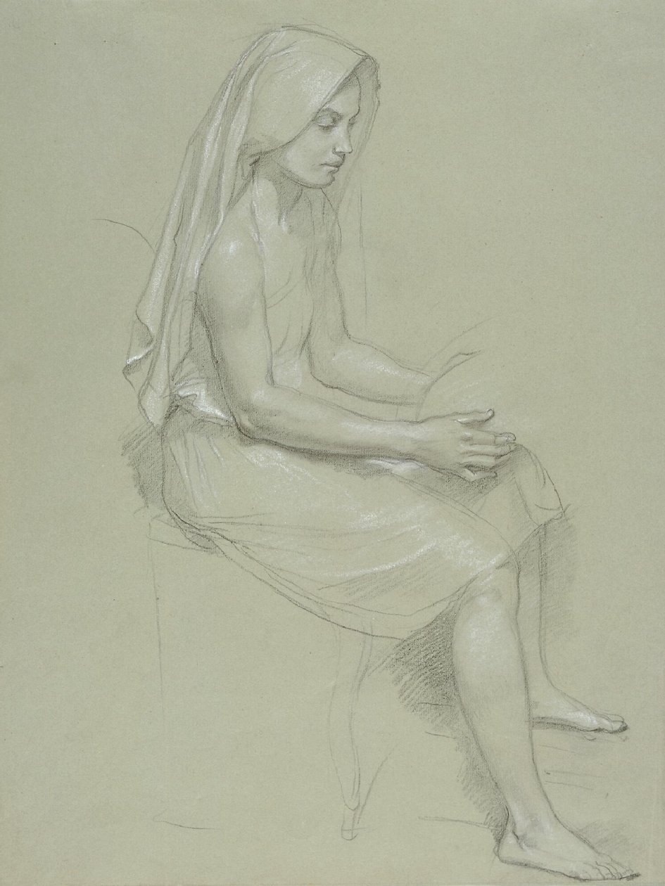 Egy ülő fátyolos nőalak tanulmányozása (19. század) .png alkotó: William Adolphe Bouguereau