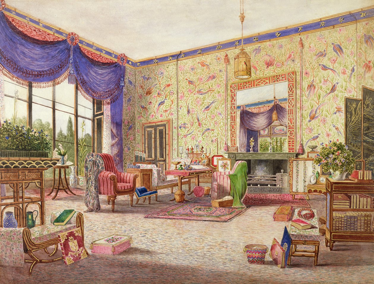 The Interior of the Chinese Drawing Room, Middleton Park, Oxfordshire, 1840 (lásd még: 75147) alkotó: William Alfred Delamotte