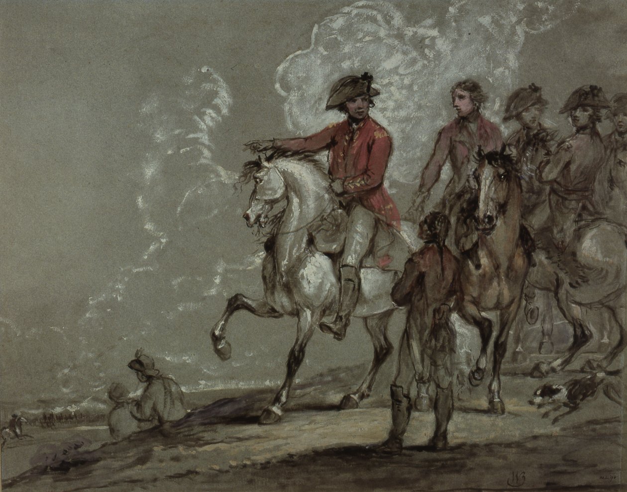 III. György király, áttekinti a 10. dragonyosokat alkotó: William Beechey
