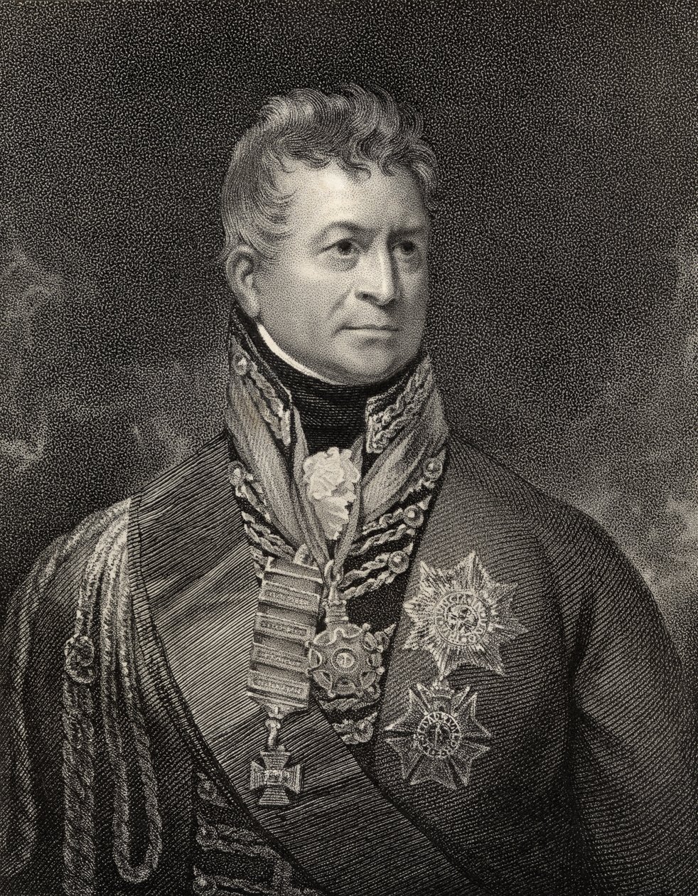 Sir Thomas Picton, Peltro William Tomkins (1760-1840) metszete, a National Portrait Gallery II. kötetéből, 1835 körül megjelent alkotó: William Beechey